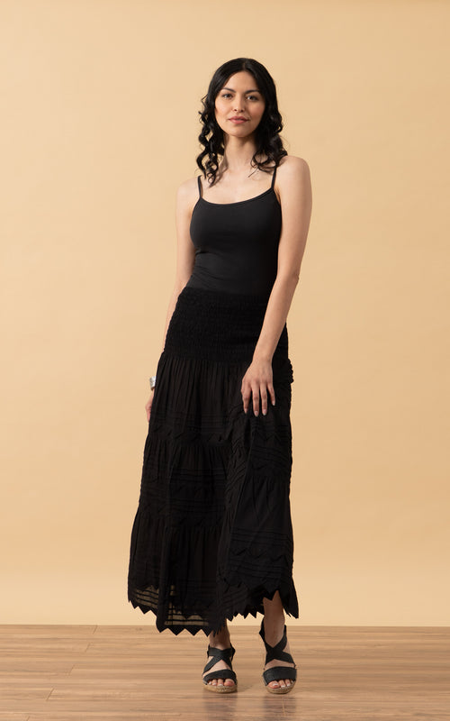 Pico Skirt, Long, Solid Black
