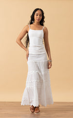 Pico Skirt, Long, Solid White