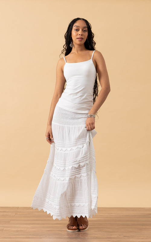 Pico Skirt, Long, Solid White
