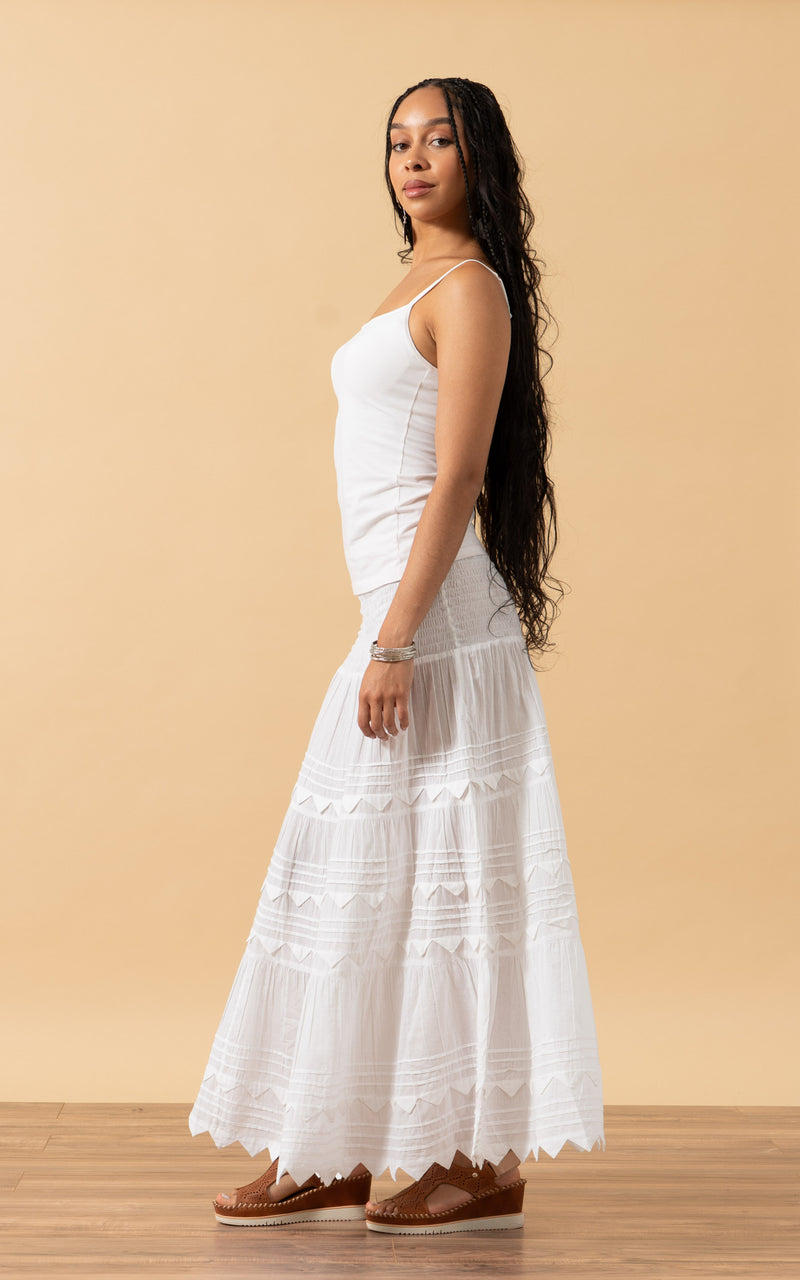 Pico Skirt, Long, Solid White