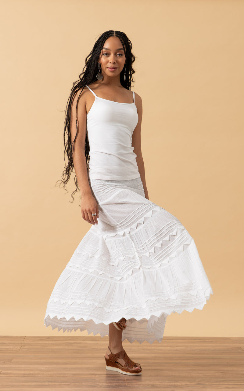 Pico Skirt, Long, Solid White