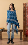 Indigo Handwoven Shawl, Chambray Diamond