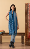 Indigo Handwoven Shawl, Chambray Diamond