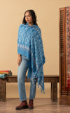 Indigo Handwoven Shawl, Soft Chambray