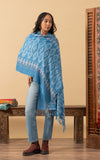 Indigo Handwoven Shawl, Soft Chambray