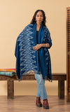 Indigo Handwoven Shawl, Geo Diamond