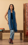 Indigo Handwoven Shawl, Geo Diamond