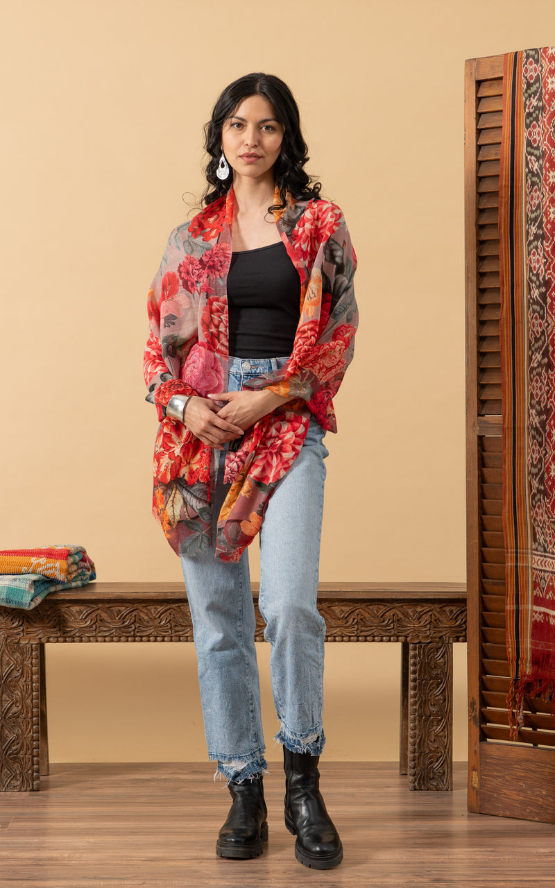 Silk Wool Shawl, Rosetta
