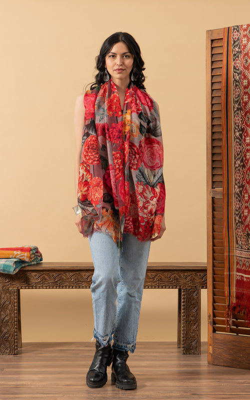 Silk Wool Shawl, Rosetta