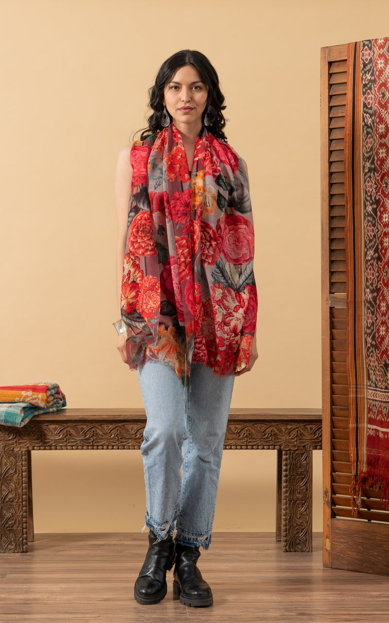 Silk Wool Shawl, Rosetta