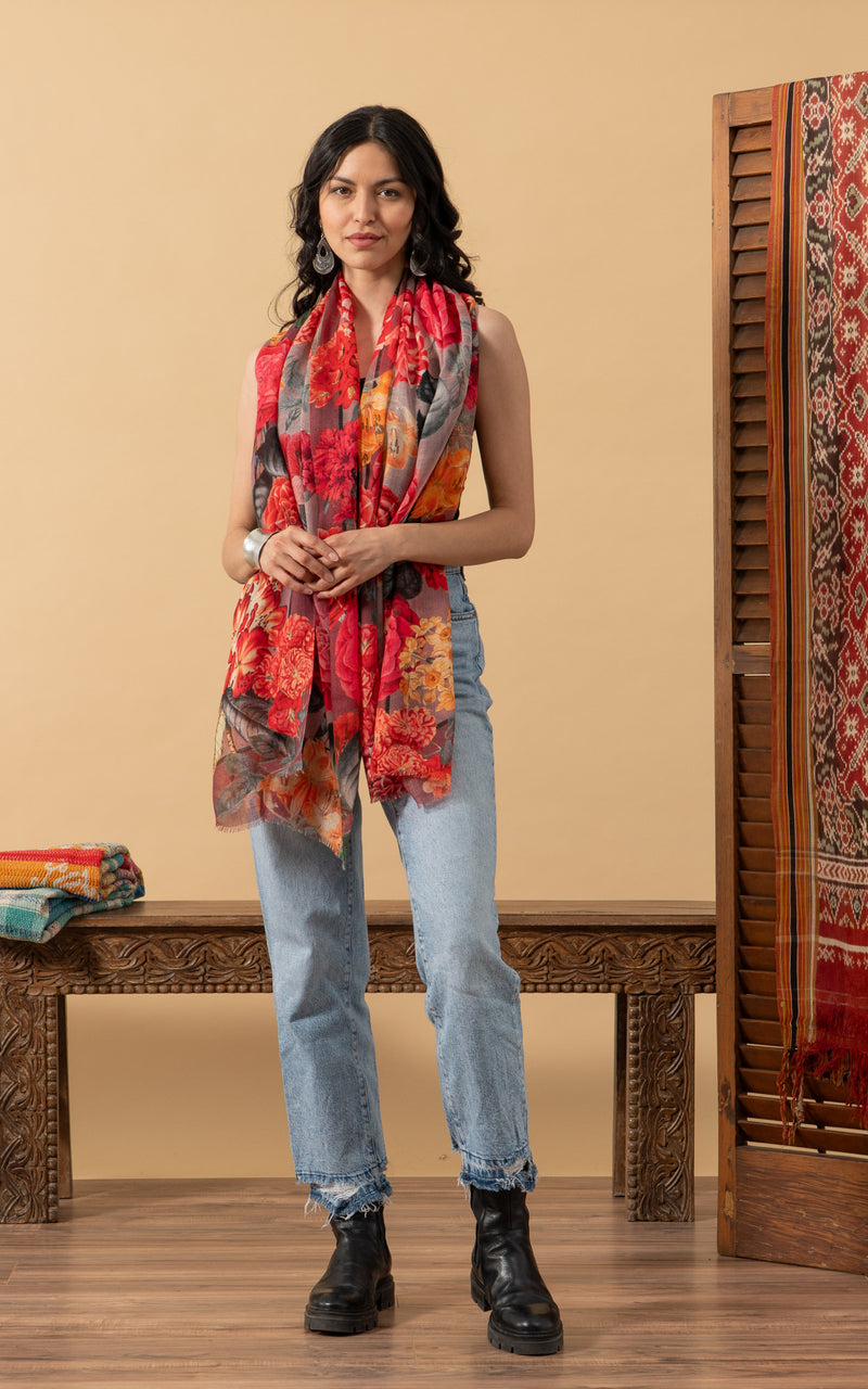 Silk Wool Shawl, Rosetta