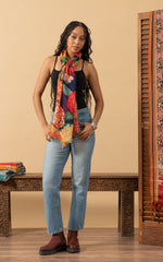Silk Wool Shawl, Blue Rosetta
