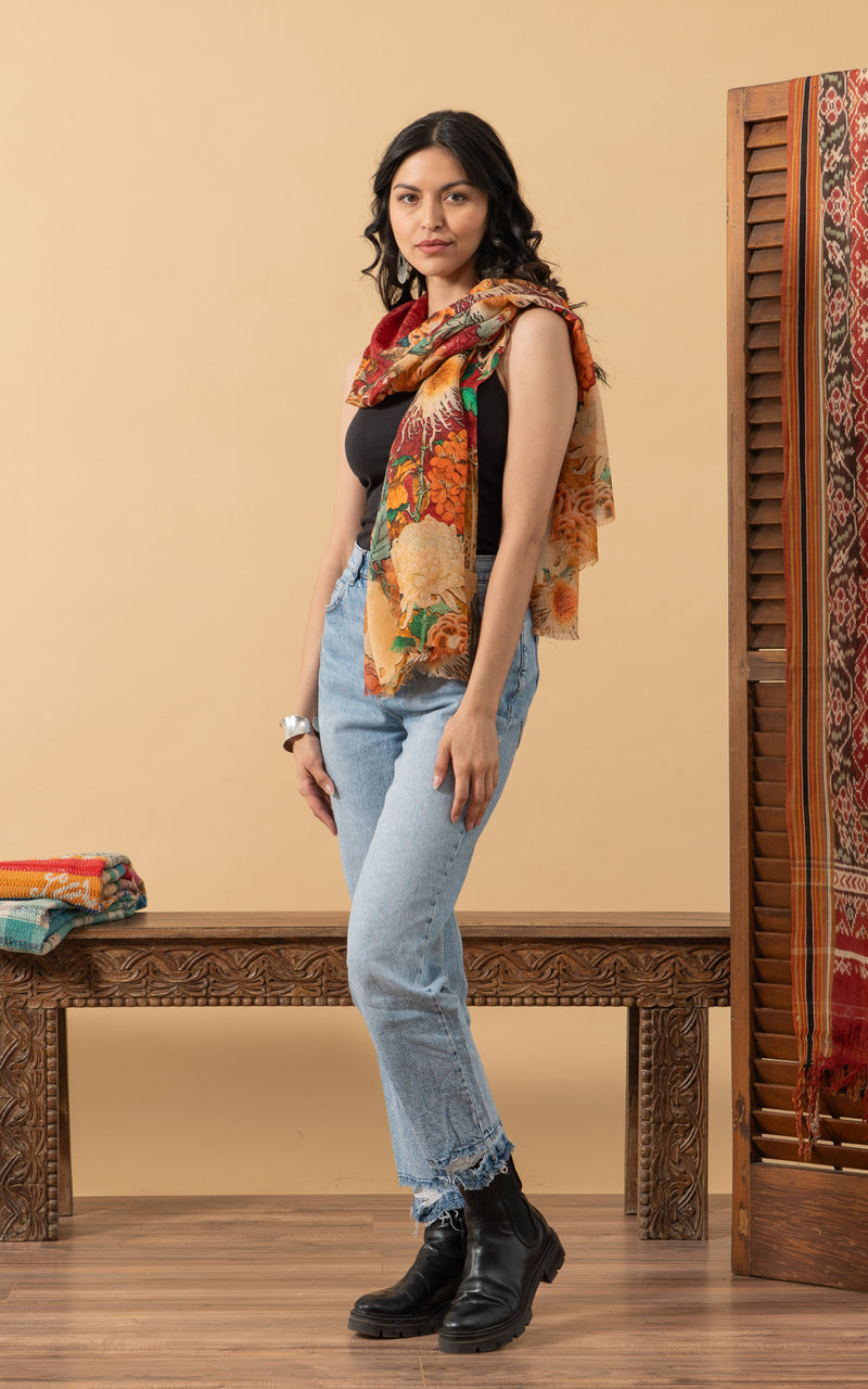 Silk Wool Shawl, Autumn