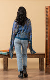 Silk Wool Shawl, Blue Tapestry