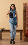Silk Wool Shawl, Blue Tapestry