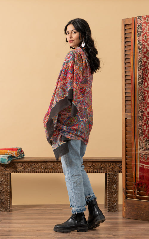 Silk Wool Shawl, Large Size, Confetti
