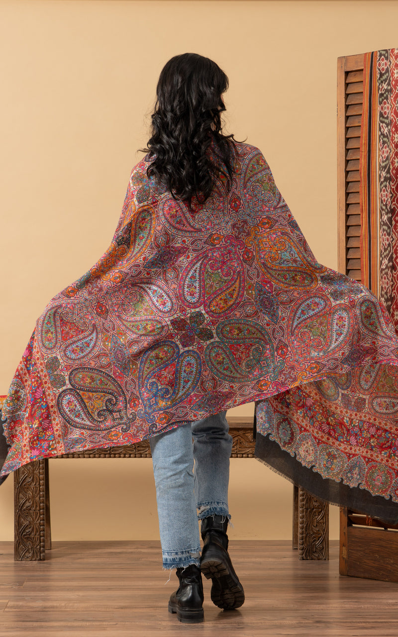 Silk Wool Shawl, Large Size, Confetti
