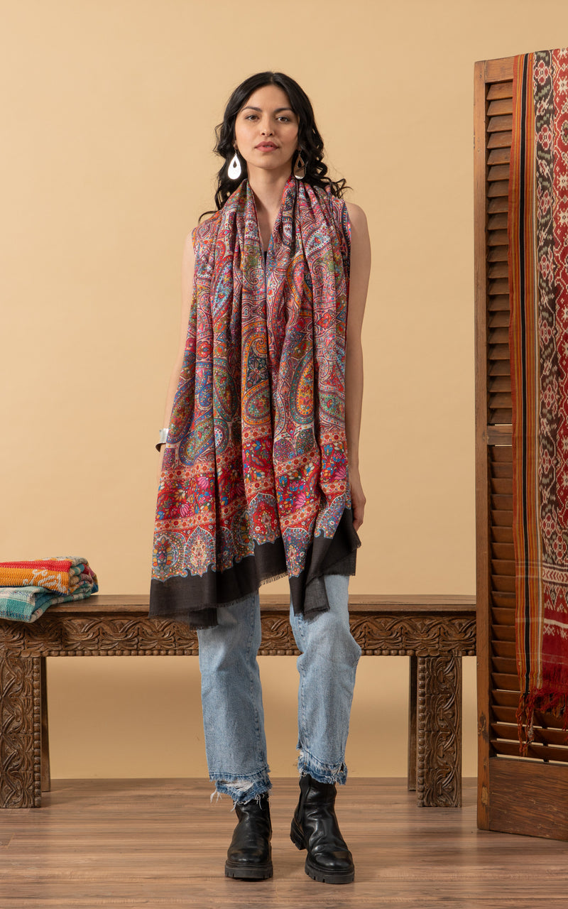 Silk Wool Shawl, Large Size, Confetti