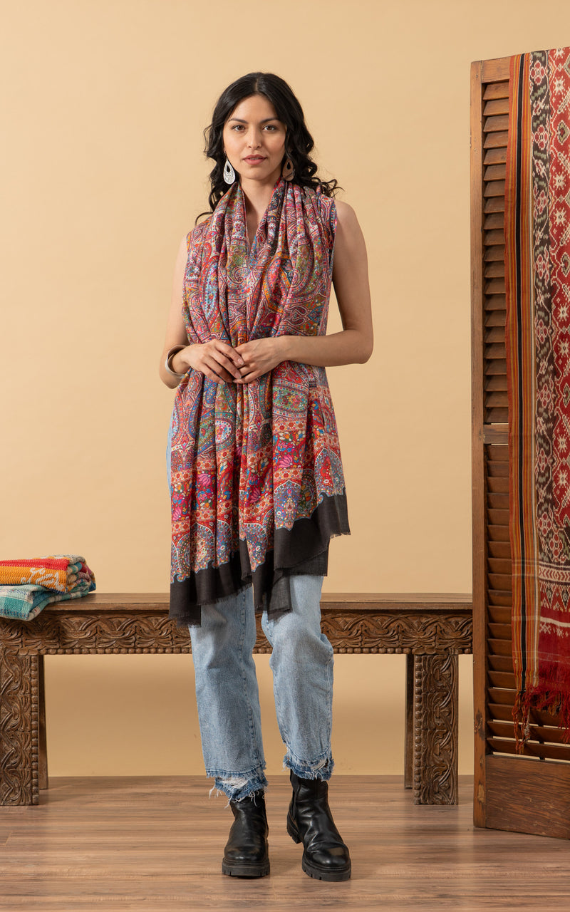 Silk Wool Shawl, Large Size, Confetti