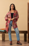 Silk Wool Shawl, Large Size, Flamingo Paisley