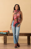 Silk Wool Shawl, Large Size, Flamingo Paisley