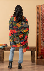 Silk Wool Shawl, Large Size, Nila Blue
