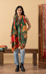 Silk Wool Shawl, Large Size, Nila Green