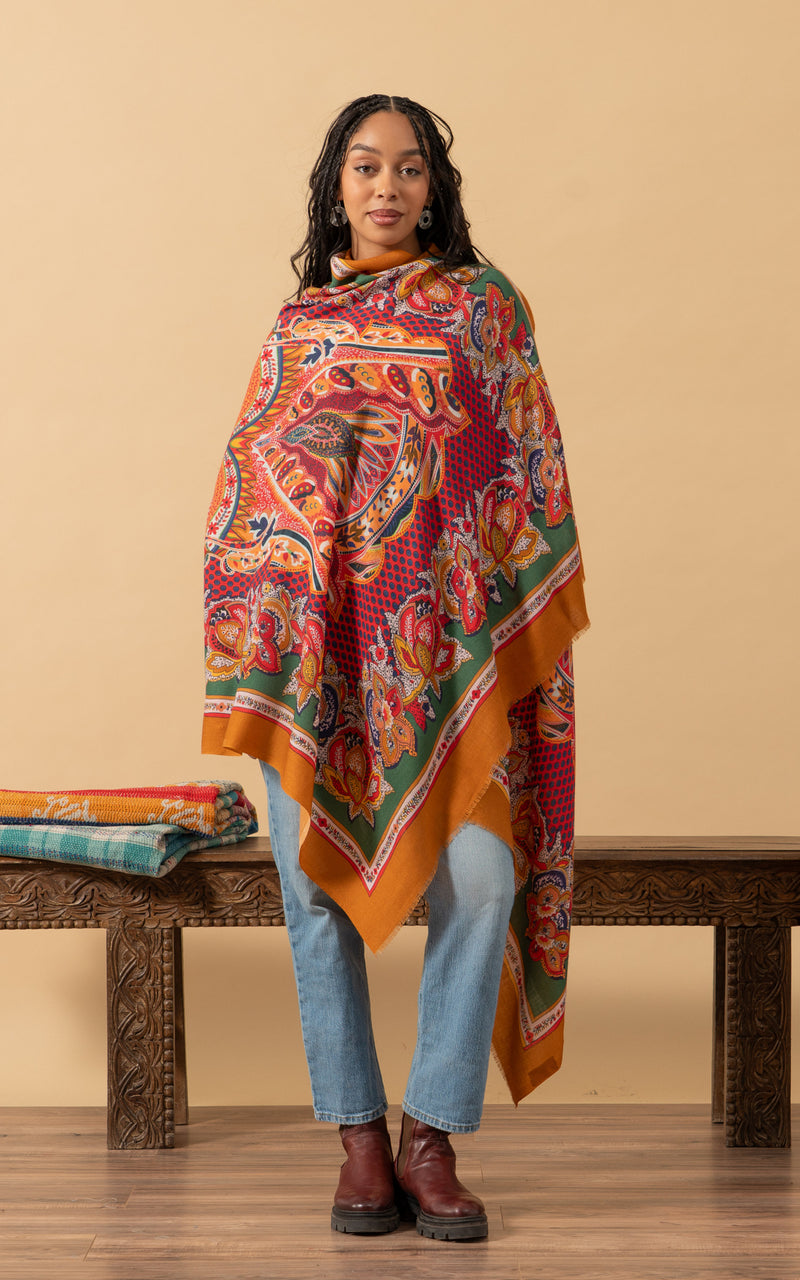 Silk Wool Shawl, Large Size, Fortuna