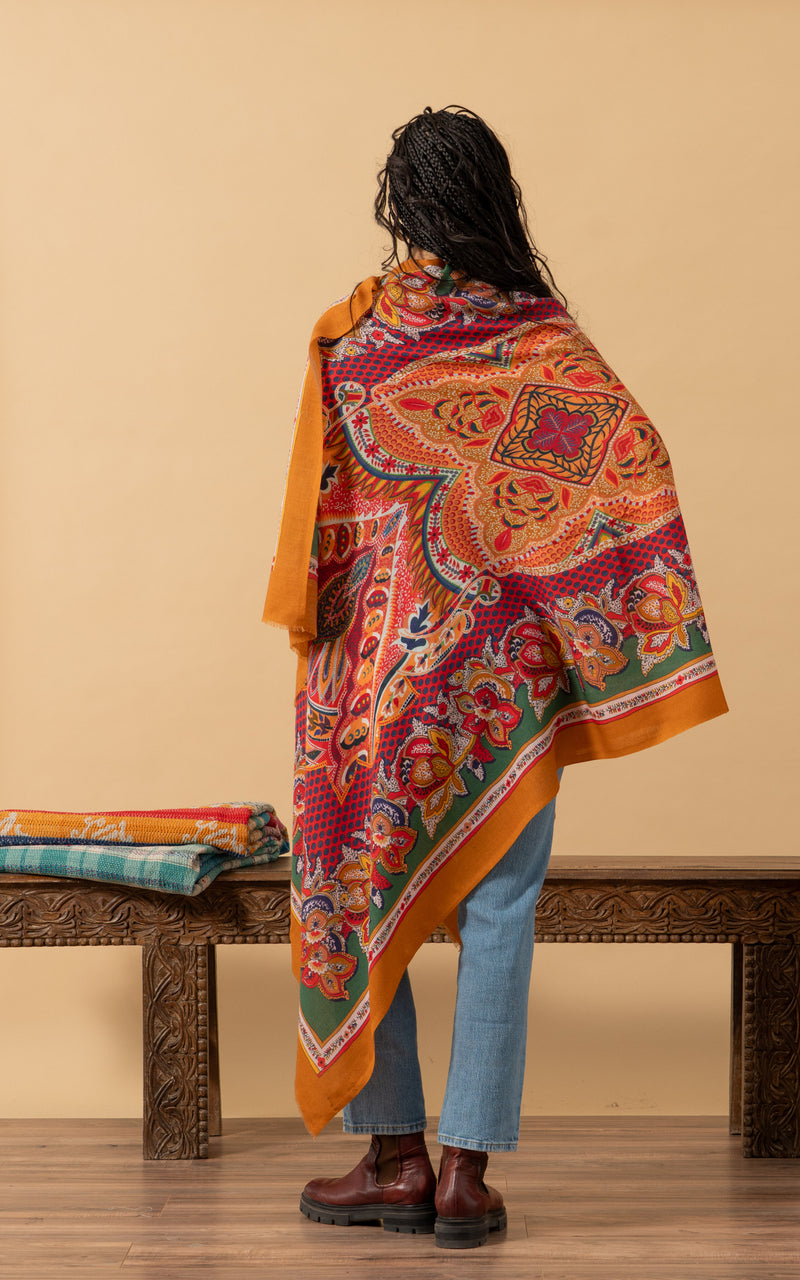 Silk Wool Shawl, Large Size, Fortuna
