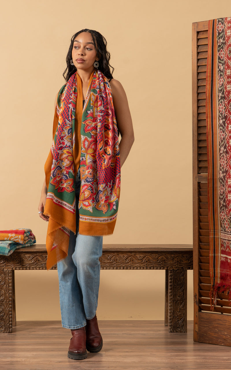 Silk Wool Shawl, Large Size, Fortuna