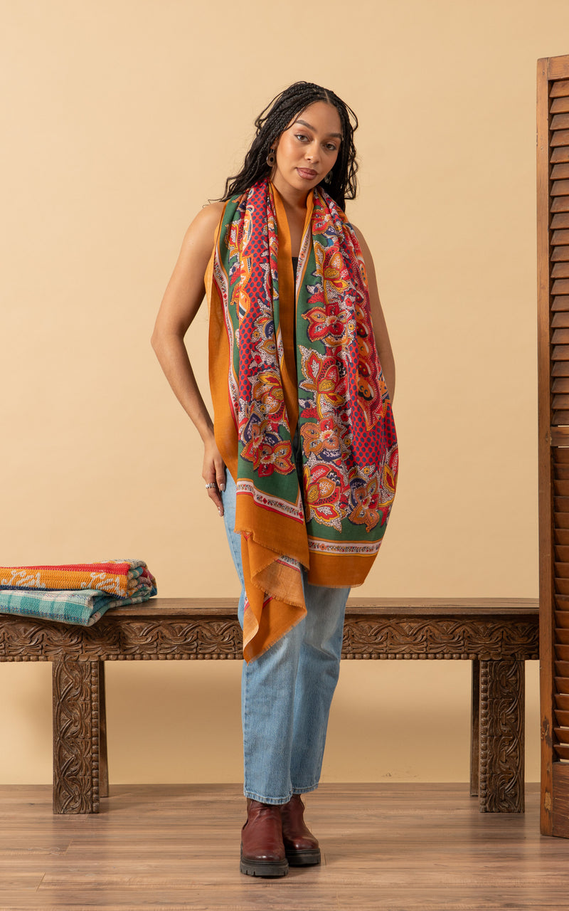 Silk Wool Shawl, Large Size, Fortuna