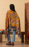 Silk Wool Shawl, Large Size, Gold Chintz