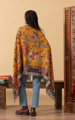 Silk Wool Shawl, Large Size, Gold Chintz