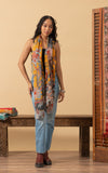Silk Wool Shawl, Large Size, Gold Chintz