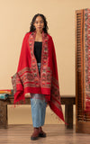 Tribal Shawl, Large, Red Geometric