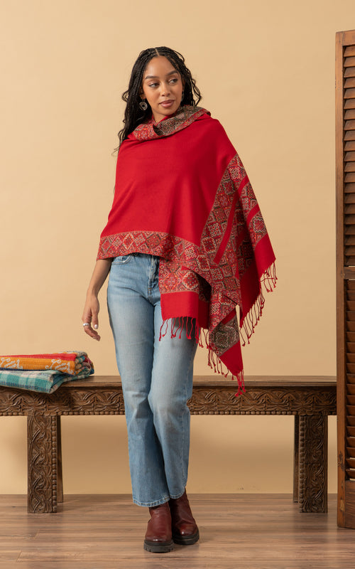 Tribal Shawl, Red Diamond