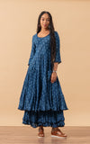 Santa Fe Dress, Long, 3/4 Sleeve, Tula Indigo
