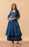Santa Fe Dress, Long, 3/4 Sleeve, Tula Indigo