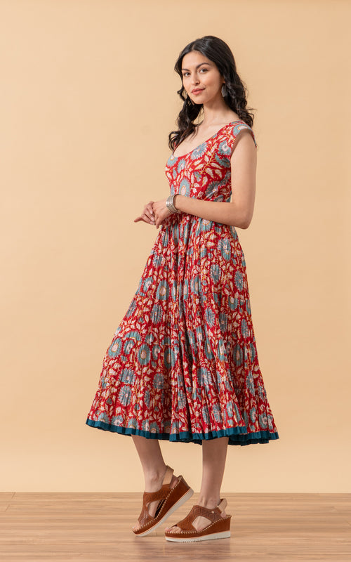 Baila Conmigo, Cap Sleeve, Red & Turquoise Floral