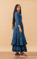 Santa Fe Dress, Long, 3/4 Sleeve, Tula Indigo