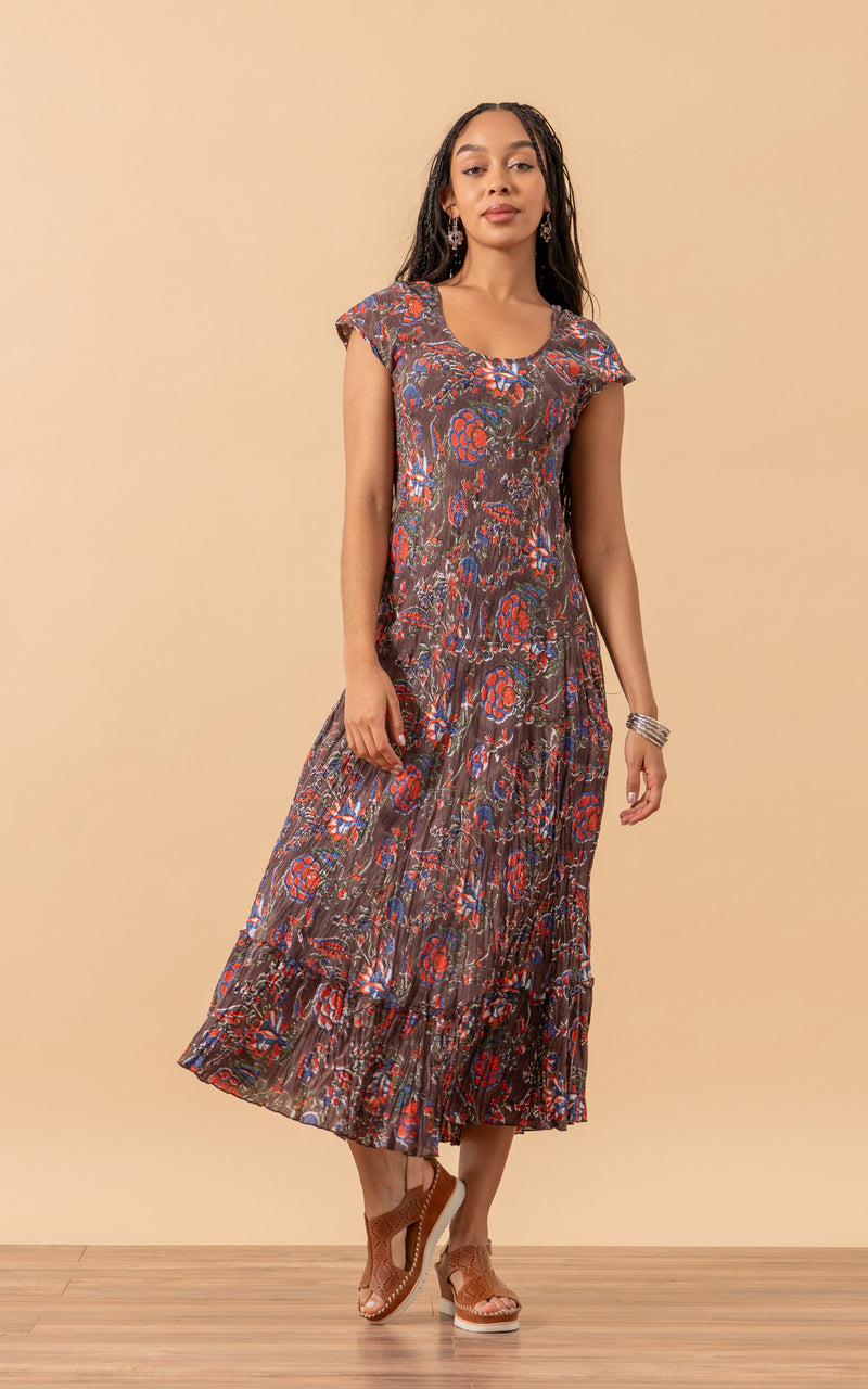 Sedona Dress, Long, Cap Sleeve, Gemma Taupe