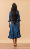 Santa Fe Dress, Long, 3/4 Sleeve, Tula Indigo
