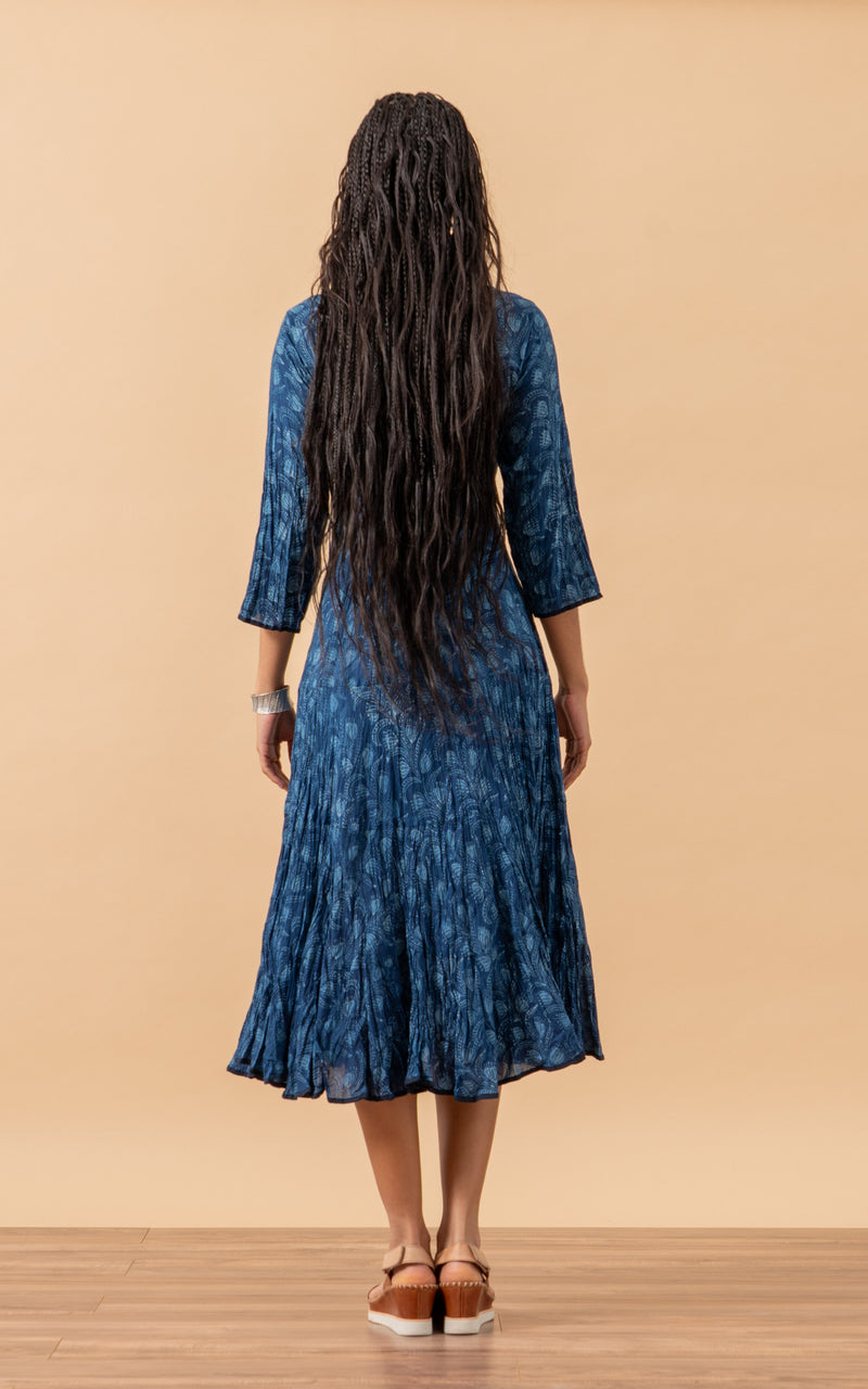 Santa Fe Dress, Long, 3/4 Sleeve, Tula Indigo