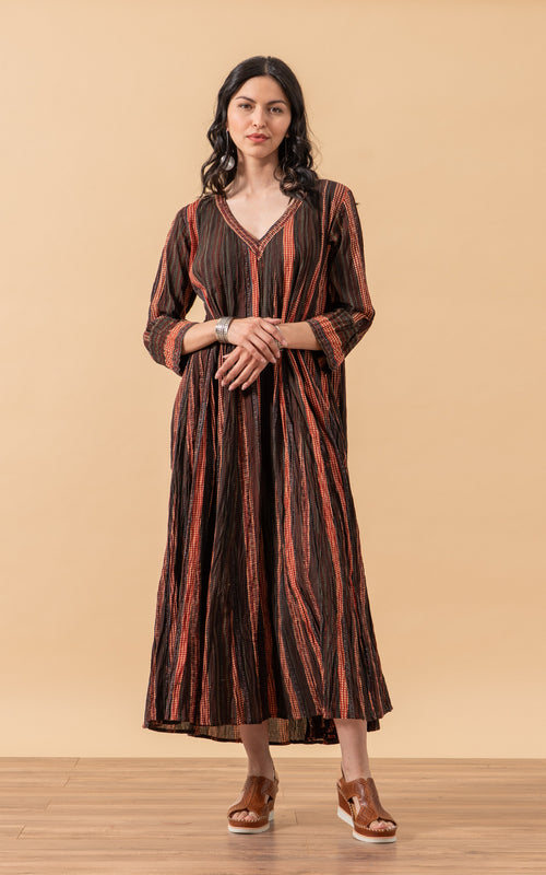Anika Dress, V-Neck, 3/4 Sleeve, Dakota Stripe