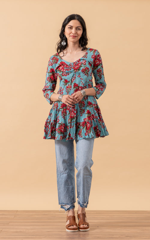 Paloma Tunic, 3/4 Sleeve, Passion Flower