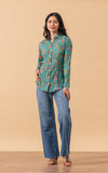 Regina Blouse, Long Sleeve, Peacock Floral