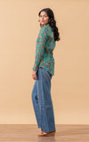 Regina Blouse, Long Sleeve, Peacock Floral