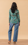 Regina Blouse, Long Sleeve, Peacock Floral