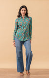 Regina Blouse, Long Sleeve, Peacock Floral