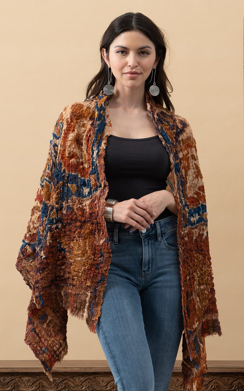 Stretch Wool Shawl, Earth - Main Image